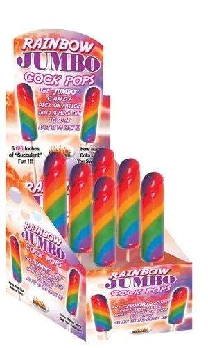 Jumbo Rainbow Cock Pops 6 Piece Display Hott Products Dildos