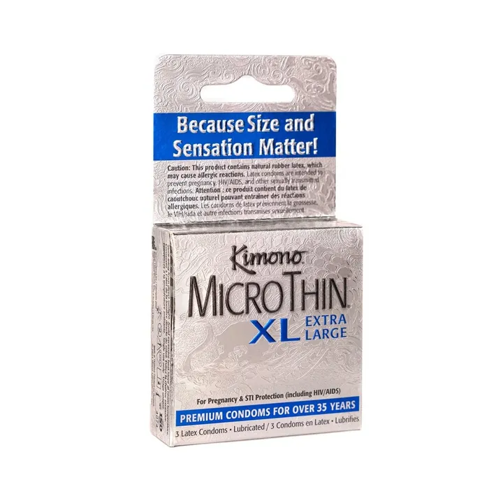 Male Sex Toys Paradise Marketing Kimono Microthin XL 3 Count Condoms