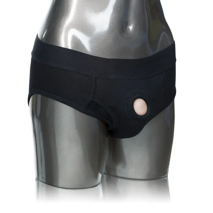 Packer Gear Black Brief Harness CalExotics Female Sex Toys