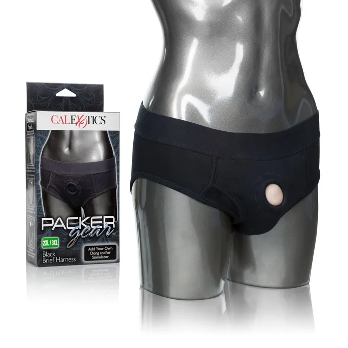 Packer Gear Black Brief Harness CalExotics Female Sex Toys