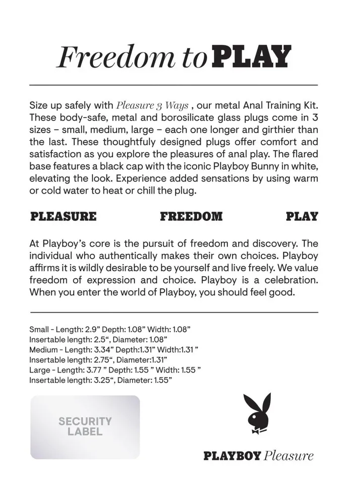 Playboy Pleasure 3 Ways Butt Plug Hematite Anal Playboy Pleasure 3 Ways Butt Plug Hematite Anal