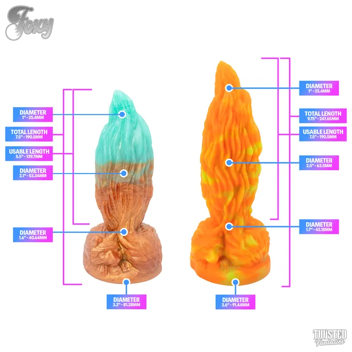 Premade Mini Foxy the Fox Fantasy Dildo Medium Suction Cup UV Twisted Fantasies Female Sex Toys