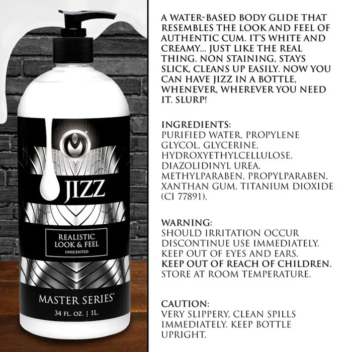 XR Brands Vibrators Jizz Unscented WaterBased Lube 34oz