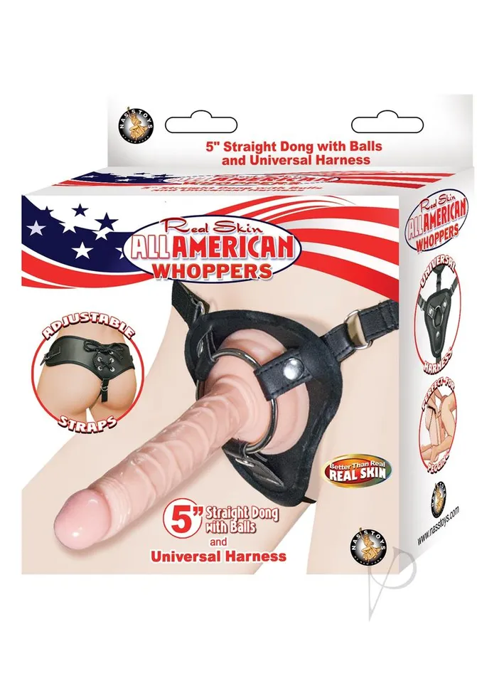 Aaw 5 Straight Dong Wharness Flesh Whoppers Dildos