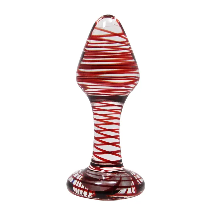 Anal Castle Megastore Glass Erotic Play Red Swirl Anal Plug wDiamond Jewel