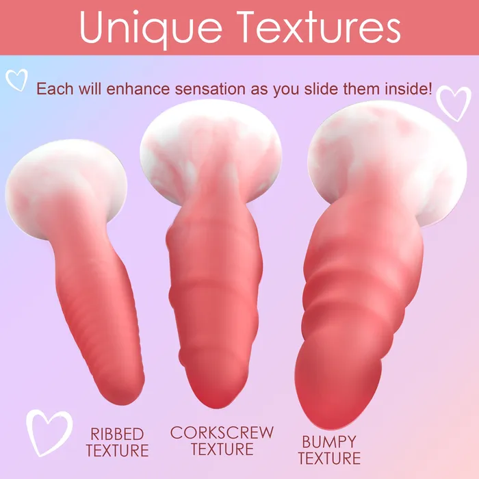 Anal Curve Toys 3 Piece Butt Plug Set Pink