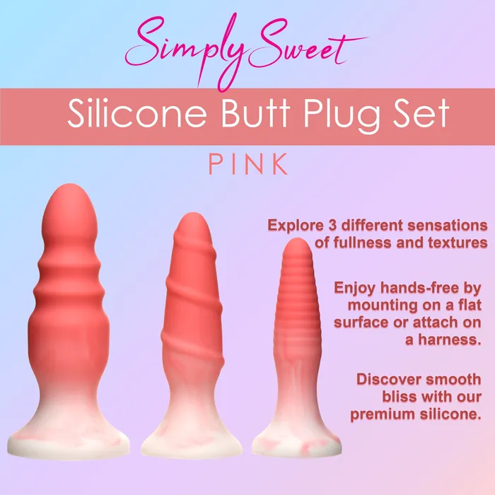 Anal Curve Toys 3 Piece Butt Plug Set Pink