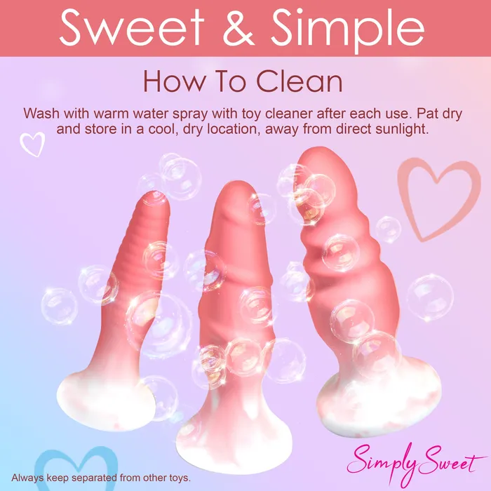 Anal Curve Toys 3 Piece Butt Plug Set Pink