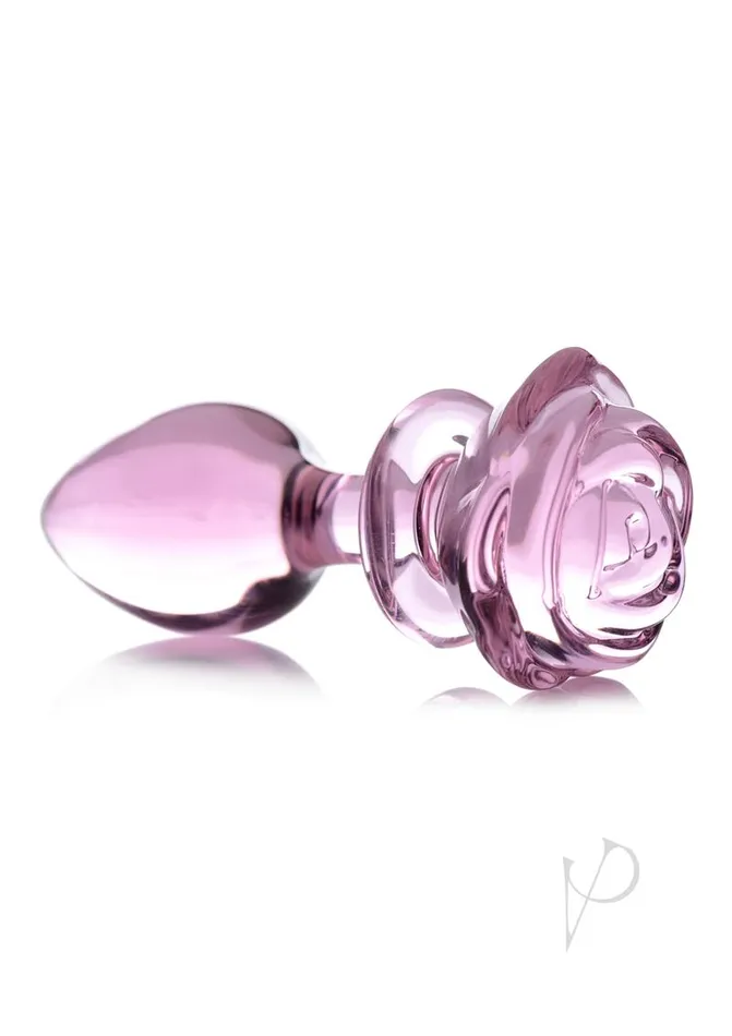 Booty Sparks Pink Rose Glass Plug Lg Booty Sparks Anal