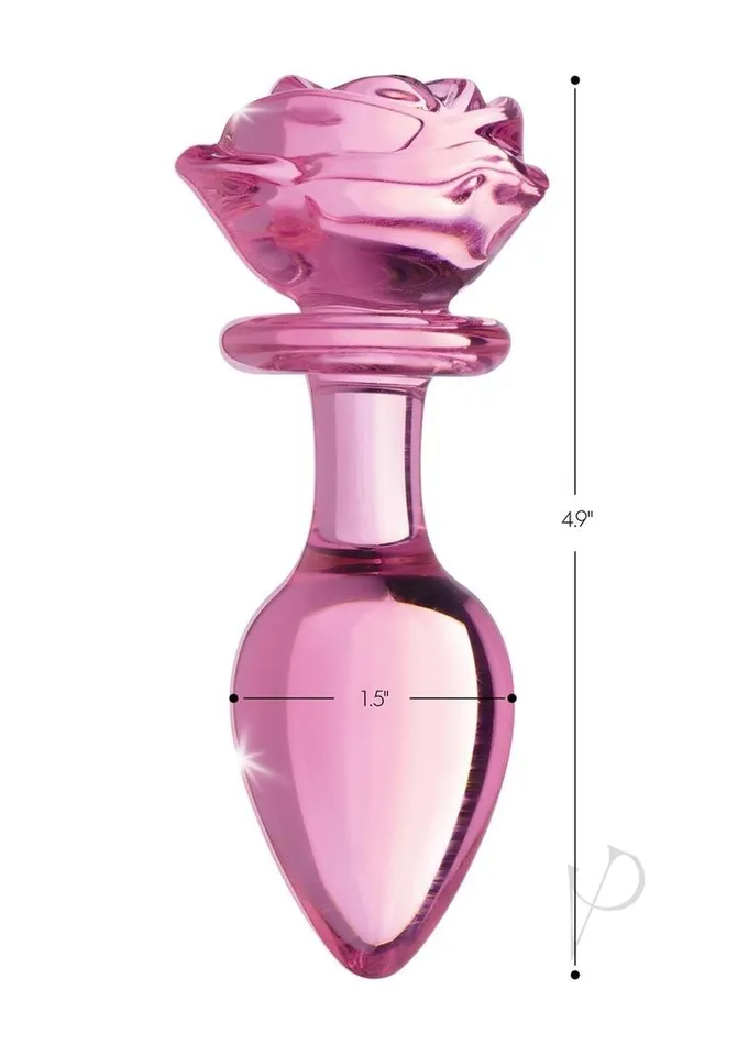 Booty Sparks Pink Rose Glass Plug Lg Booty Sparks Anal