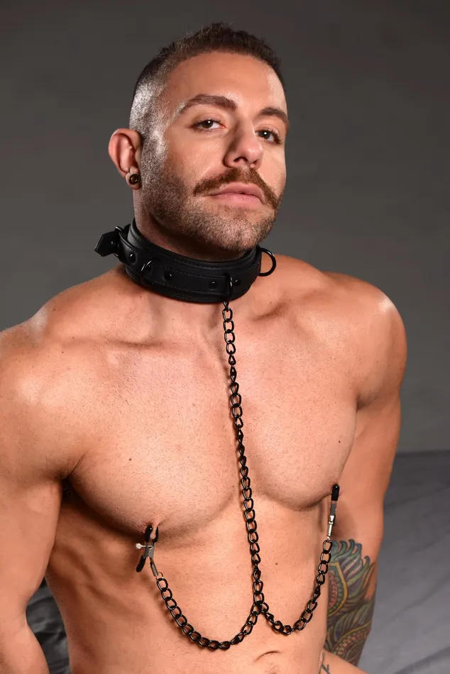 Collared Temptress Collar With Nipple Clamps XR Brands Female Sex Toys