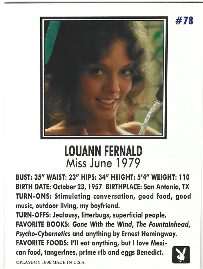 Couples Dans Cards Playboy Centerfolds June Edition Louann Fernald Card 78 Couples Dans Cards Playboy Centerfolds June Edition Louann Fernald Card 78