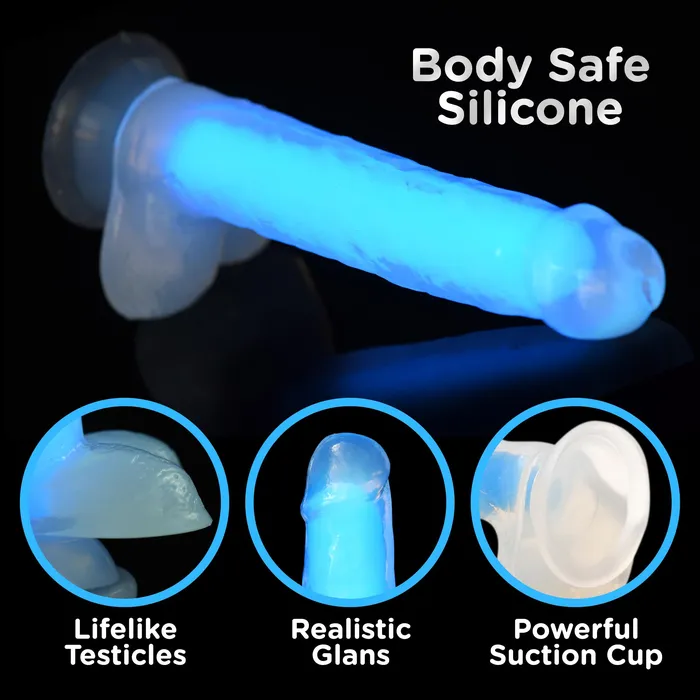 Curve Toys Dildos 7 Inch Glowinthedark Silicone Dildo With Balls