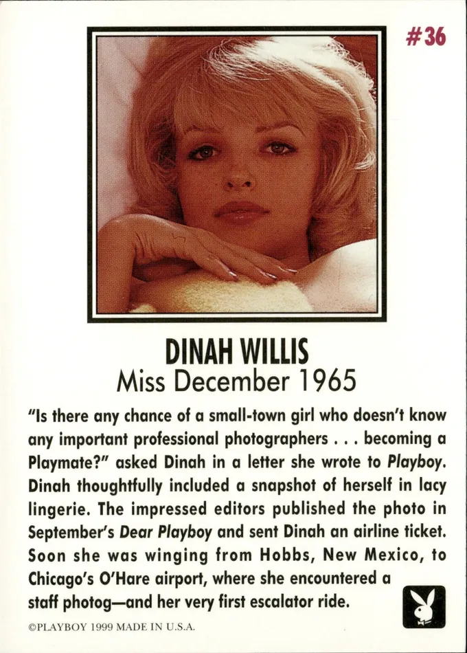 Dans Cards Couples Playboy Centerfolds December Edition Dinah Willis Card 36 Short Printed Release Dans Cards Couples Playboy Centerfolds December Edition Dinah Willis Card 36 Short Printed Release