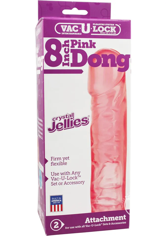 Dildos VacULock Vac U Lock 8 Pink Crystal Jellie Dong