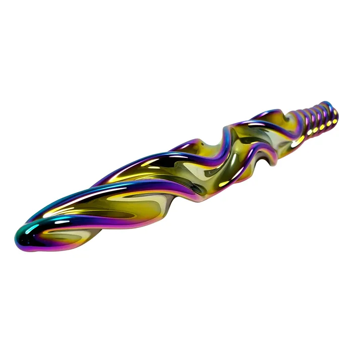 Female Sex Toys Castle Fetish Pleasure Play Iridescent Glass Ribbed Wand Female Sex Toys Castle Fetish Pleasure Play Iridescent Glass Ribbed Wand