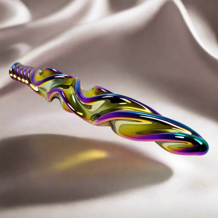 Female Sex Toys Castle Fetish Pleasure Play Iridescent Glass Ribbed Wand Female Sex Toys Castle Fetish Pleasure Play Iridescent Glass Ribbed Wand