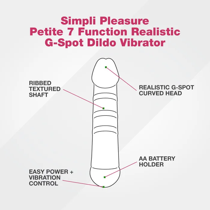 Female Sex Toys Simpli Pleasure V1 Simpli Pleasure Petite 7 Function Realistic GSpot Dildo Vibrator