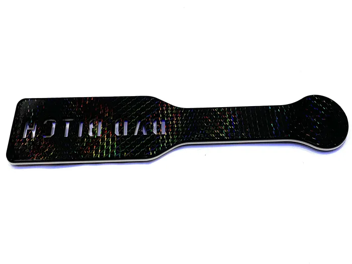 FetishToyBox Dildos 3D Printed Spanking Paddle BAD BITCH Black Orange and Glow in the Dark