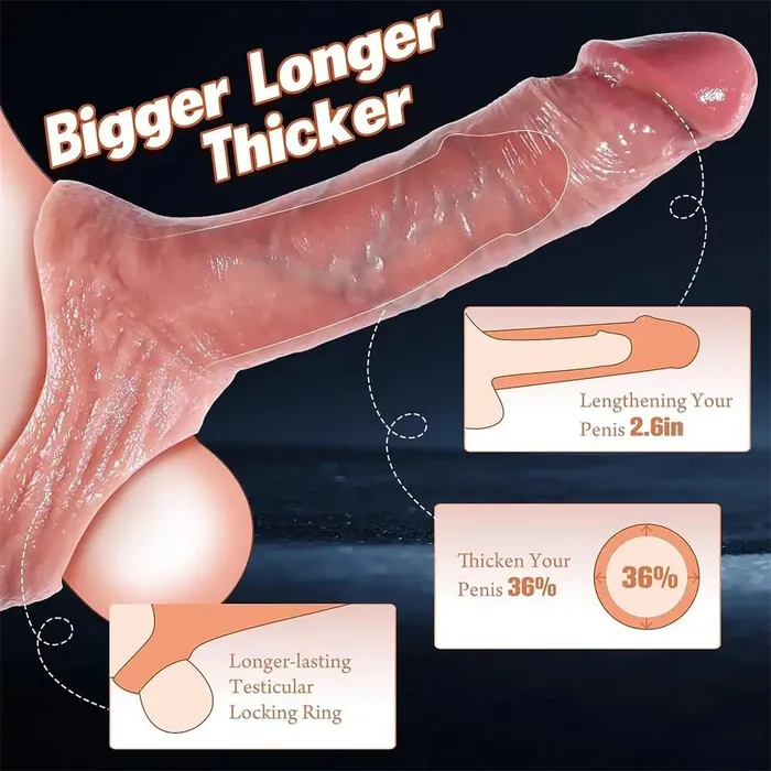 26 Extra Inches Reusable Penis Sleeve for Men Penis Extender with Ball Loop Adorime Male Sex Toys