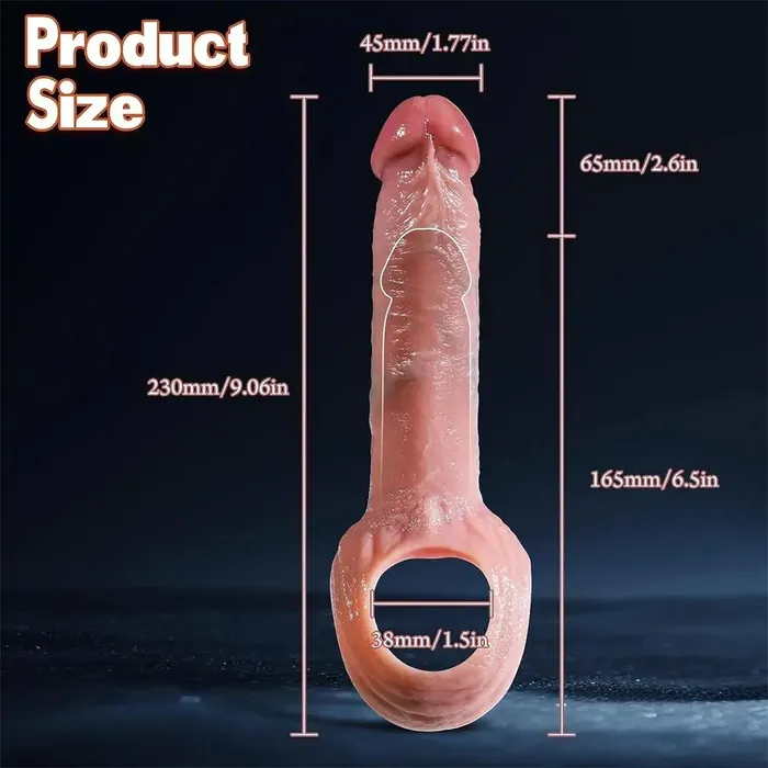 26 Extra Inches Reusable Penis Sleeve for Men Penis Extender with Ball Loop Adorime Male Sex Toys