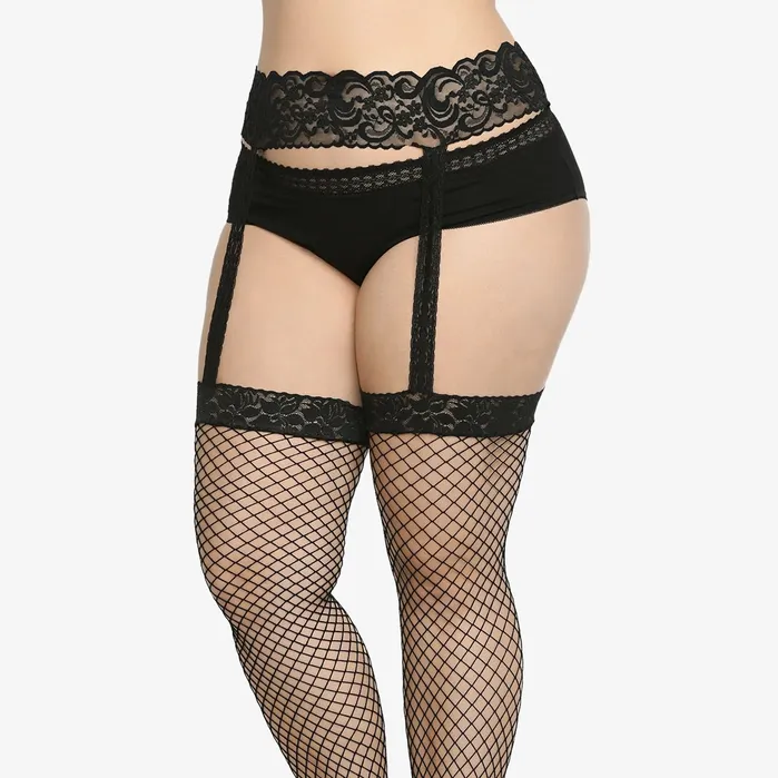 Just Undies Male Sex Toys Fishnet Thigh Highs Stockings with Suspenders