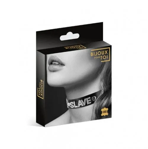 Bijoux pour toi Bijoux Pour Toi Strass Slave Bovine Leather Necklace Restraints