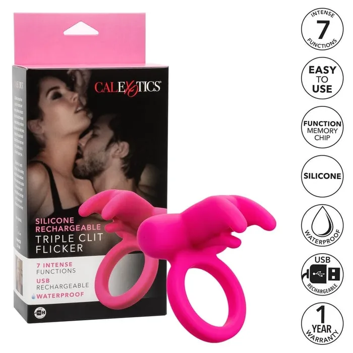 CALEXOTICS Male Sex Toys Calexotics Triple Clit Flicker Silicone Ring