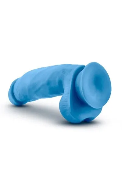 Dildos Blush Blush Neo Neon Blue Elite 7 Inch Silicone Dual Density Cock with Balls
