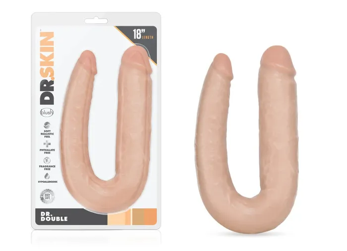 Female Sex Toys Dr Skin Dual Penetrating 18 Dildo Blush