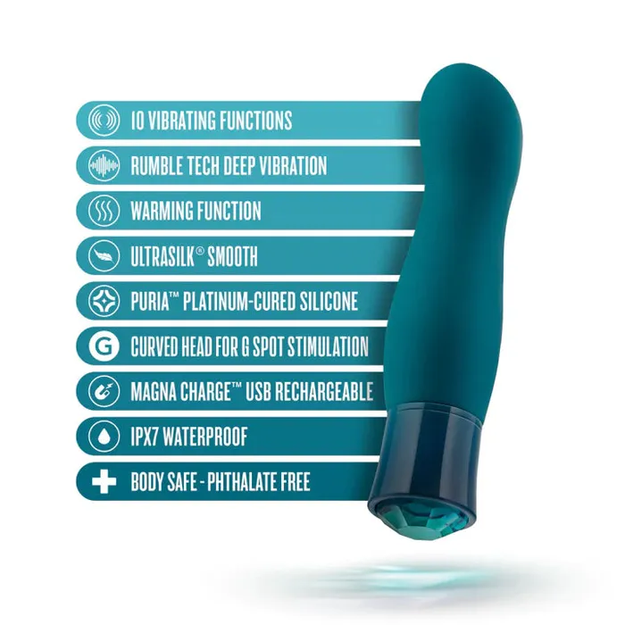 Oh My Gem Fierce 5 Inch Warming GSpot Vibrator in Blue Topaz Blush Vibrators
