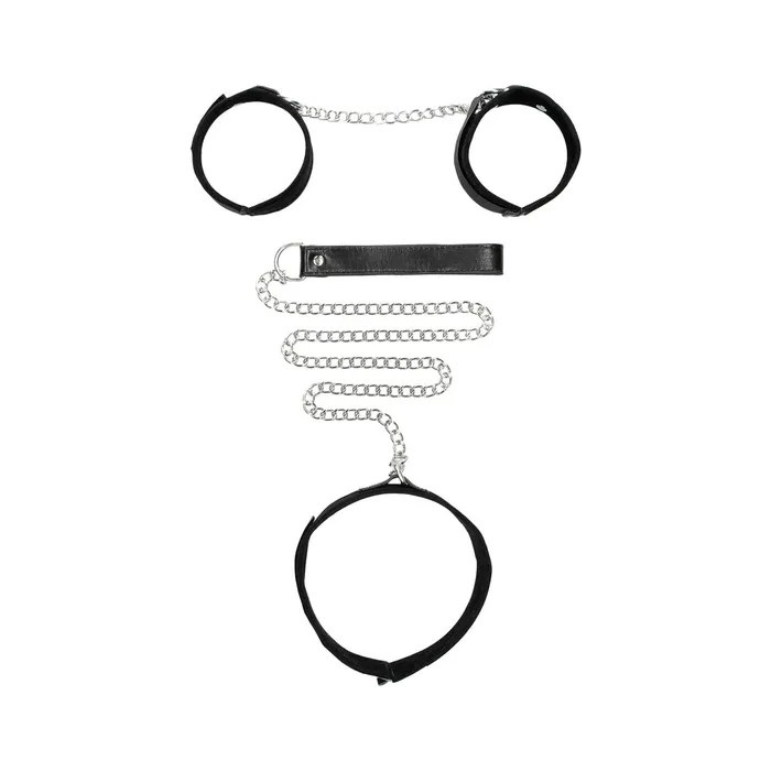 Shots Male Sex Toys Velcro Collar With Leash And Hand Cuffs With Adjustable Straps