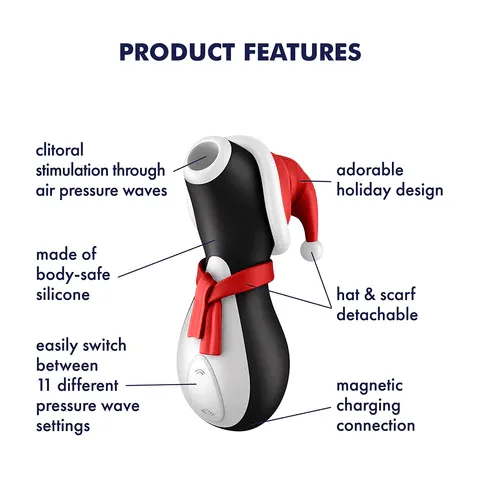 Vibrators Satisfyer Penguin Air Pulse Vibrator Holiday Edition Satisfyer